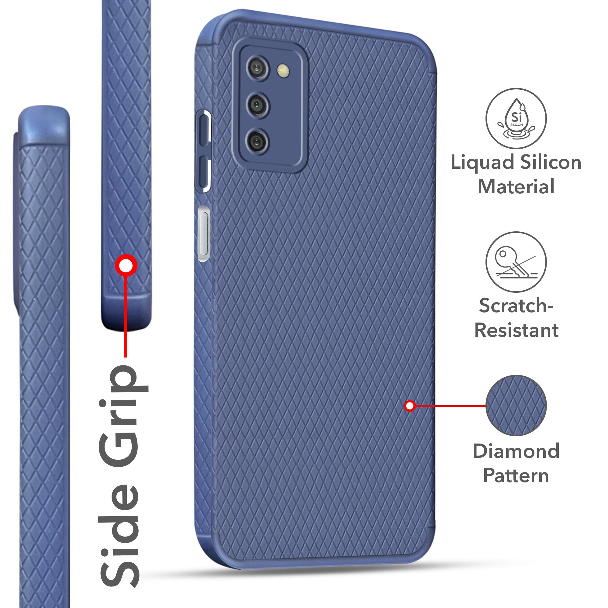 For Samsung Galaxy A03s Back Cover Case Liquid Silicone (Camera Protection | Side Grip Texture | Soft and Flexible) (Copy)