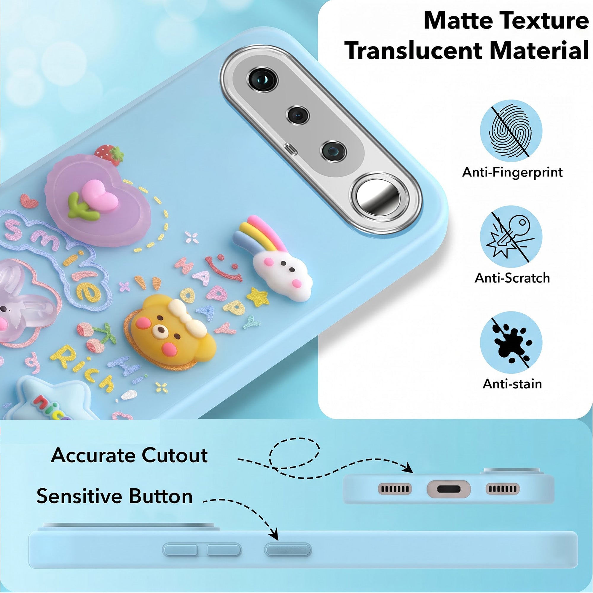 For Realme 16 Back Cover Case (3D Cute Cartoons | Hard Back Side Soft | Matte Premium Finish | HD Printing)