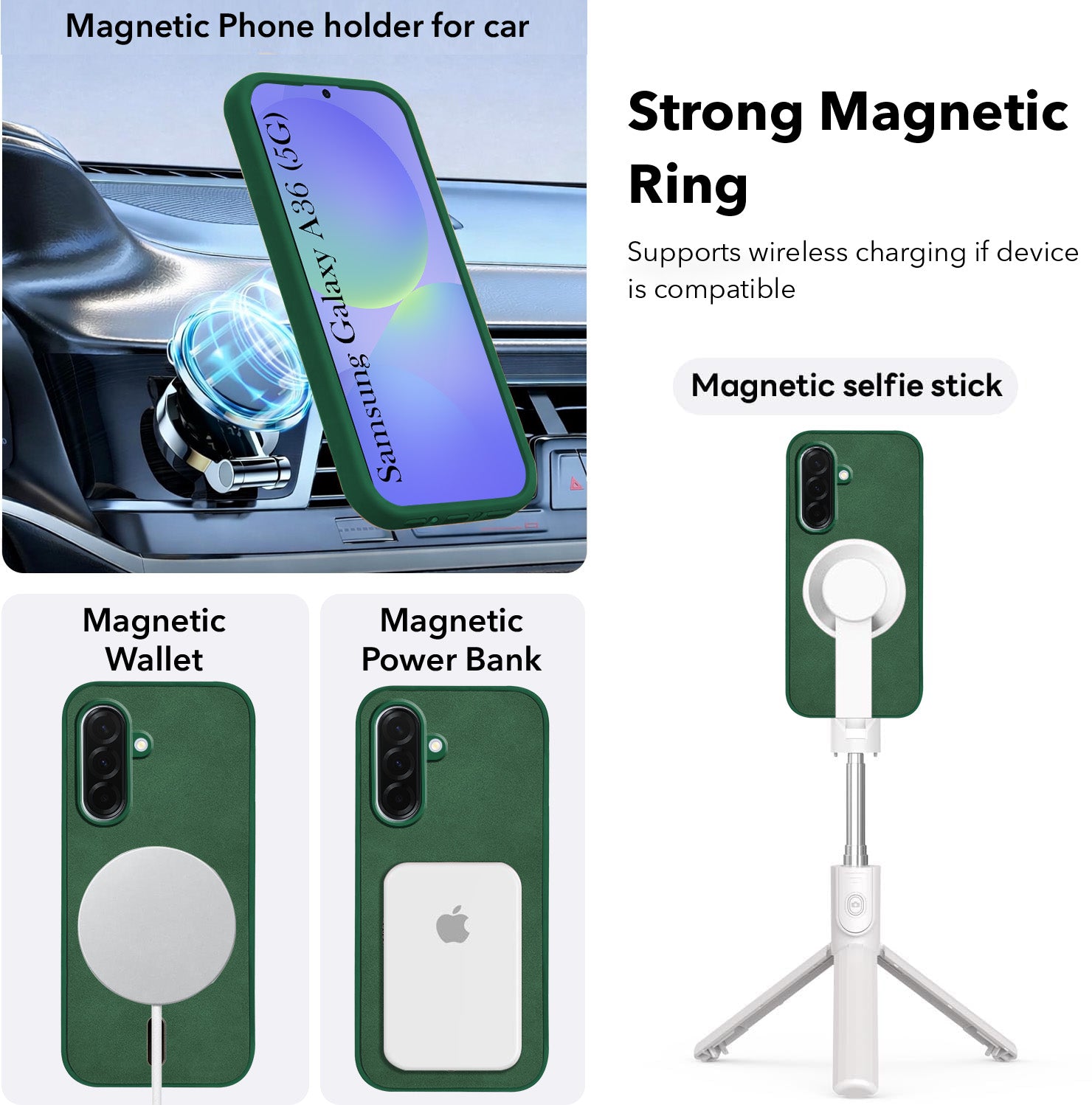 For Samsung Galaxy A36 5G Back Cover Case Leather Finish (MagSafe Compatible Wireless Charging | Soft Touch | Camera Bump Protection)