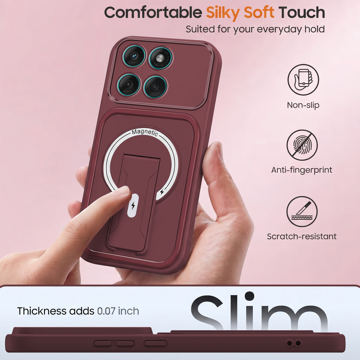 For Motorola Moto Edge 60 Fusion Back Case Cover Metallic (Hybrid Armor Kickstand | MagSafe Compatible | Camera Protection Shockproof)