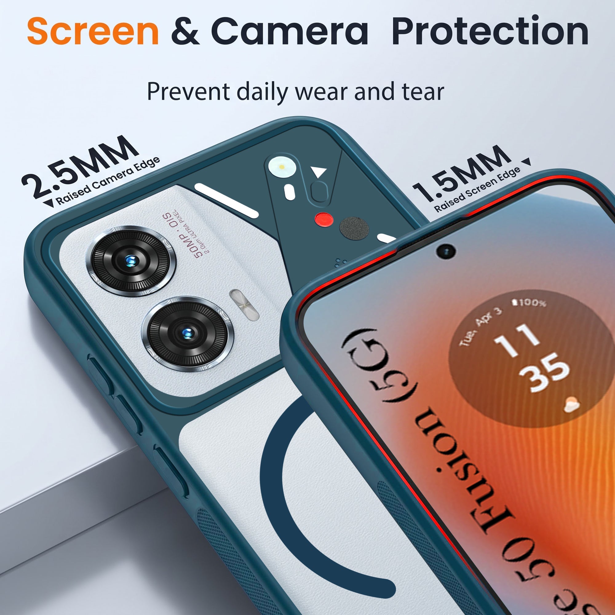 For Motorola Moto Edge 50 Fusion Back Cover Case Lifetime Anti-Yellow Clear (Camera Protection | Side Grip | Wireless MagSafe Compatible)