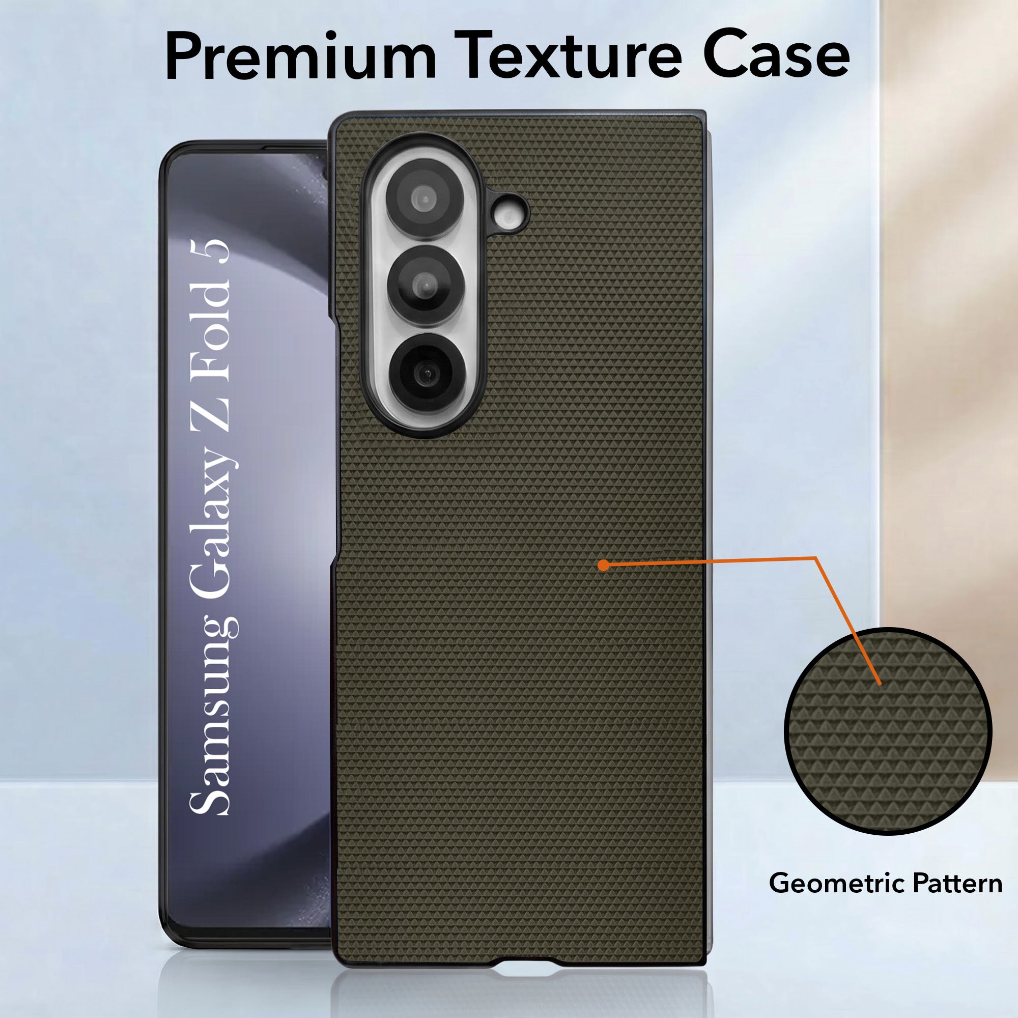 For Samsung Galaxy Z Fold 5 Premium Cover Case (Geometric Textured Hard PC | Soft Cloth Lining & Slim Shockproof Protection)