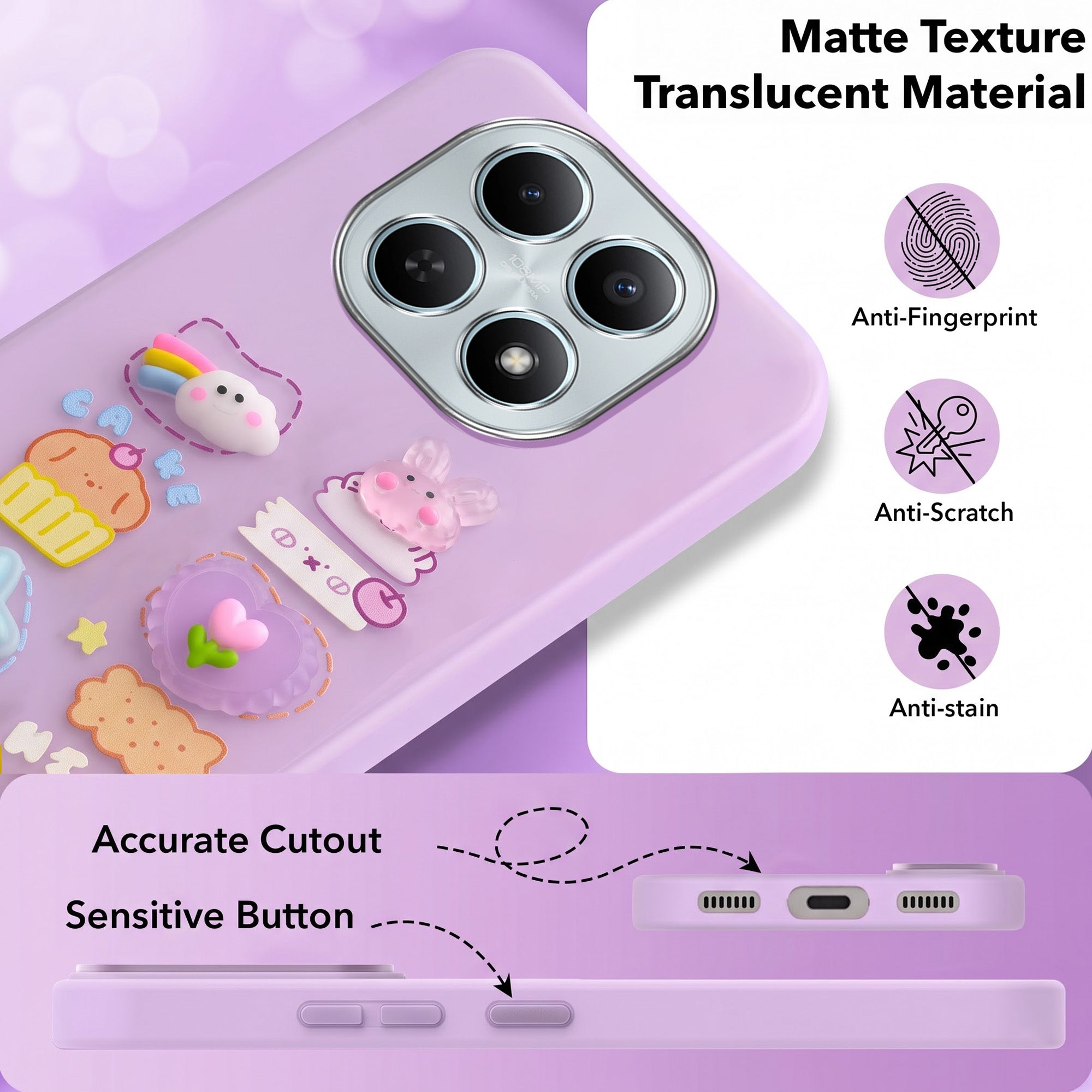 For Poco M8 5G Back Cover Case (Cute 3D cartoon charms design | Slim Aesthetic Case for Girls | Camera Protection | Hard Unbreakable)