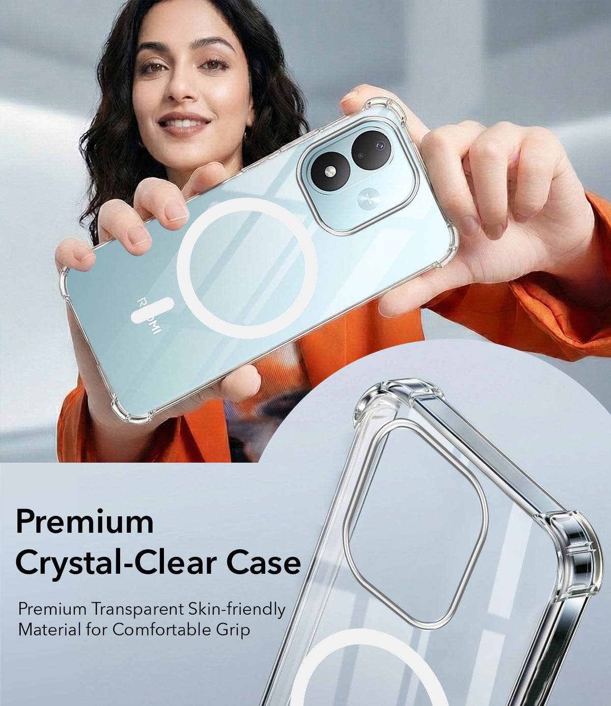 For Redmi Note 17 5G Back Cover Shockproof Crystal-Clear (Magsafe Wireless Support | Drop & Camera Protection | Hard Polycarbonate)