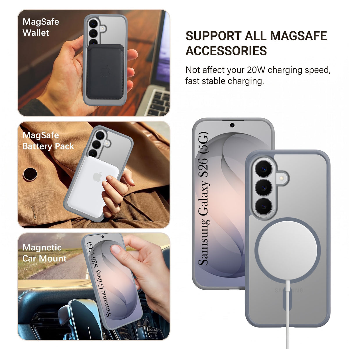 For Samsung Galaxy S26 5G Matte Finish Back Case Cover (MagSafe Compatible | Translucent Soft Touch | Slim and Unbreakable)