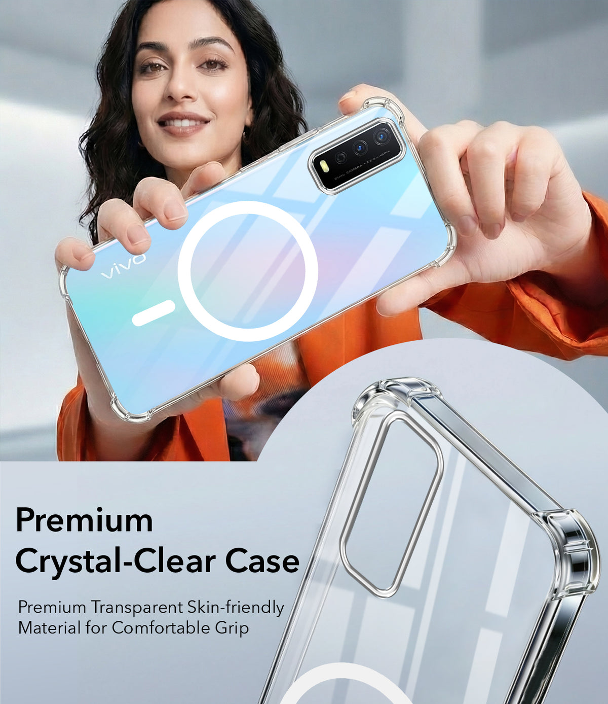 For Vivo Y12s | Y11s | Y12G Back Cover Shockproof Crystal-Clear (Magsafe Wireless Support | Drop & Camera Protection | Hard Polycarbonate)