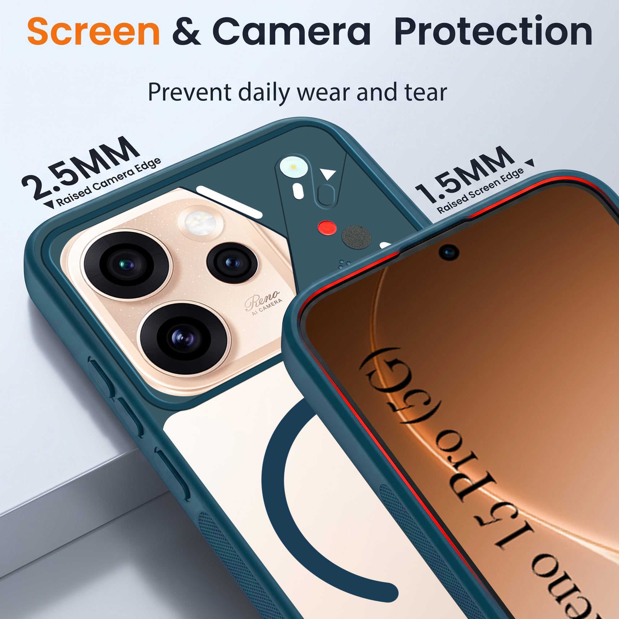 For Oppo Reno15 Pro 5G | Oppo Reno 15 Pro 5G Back Cover Case Lifetime Anti-Yellow Clear (Camera Protection | Side Grip | Wireless MagSafe Compatible)