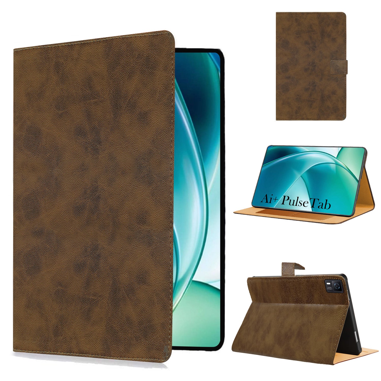 For Ai+ Pulse Tab 10.95 Inch Flip Cover Folio Cover (PU Leather | Multi-Angle Smart Stand | Card Storage Slots | Silicone Back Pouch)