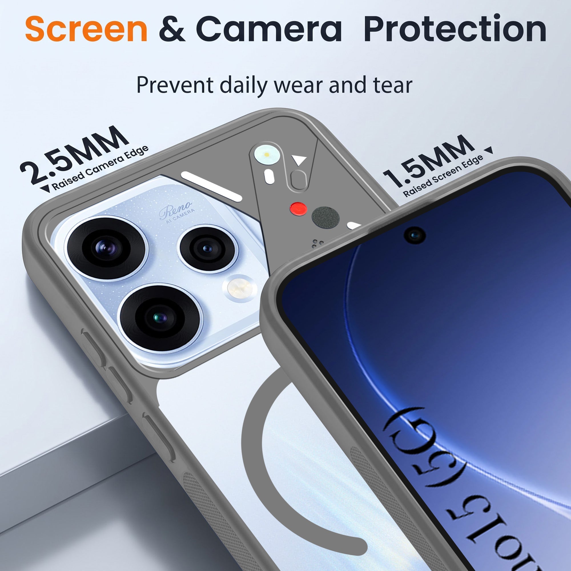 For Oppo Reno15 5G | Oppo Reno 15 5G Back Cover Case Lifetime Anti-Yellow Clear (Camera Protection | Side Grip | Wireless MagSafe Compatible)