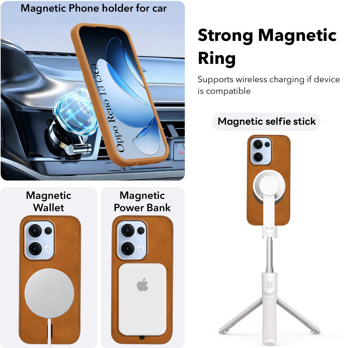 For Oppo Reno13 5G | Oppo Reno 13 5G Back Cover Case Leather Finish (MagSafe Compatible Wireless Charging | Soft Touch | Camera Bump Protection)