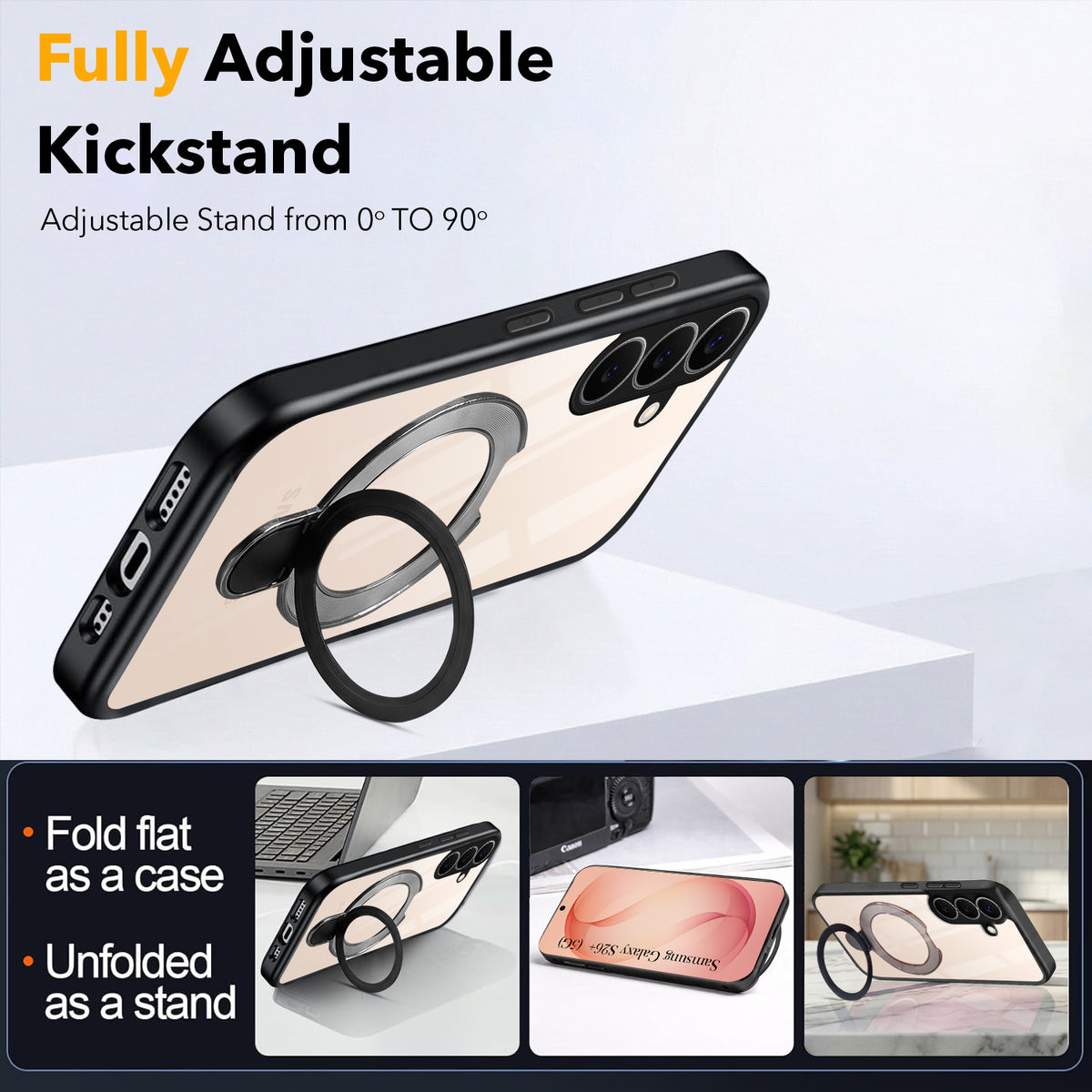 For Samsung Galaxy S26 Plus Back Cover Case (Kick Stand Ring Holder | Life time Anti Yellow | Camera Protection)