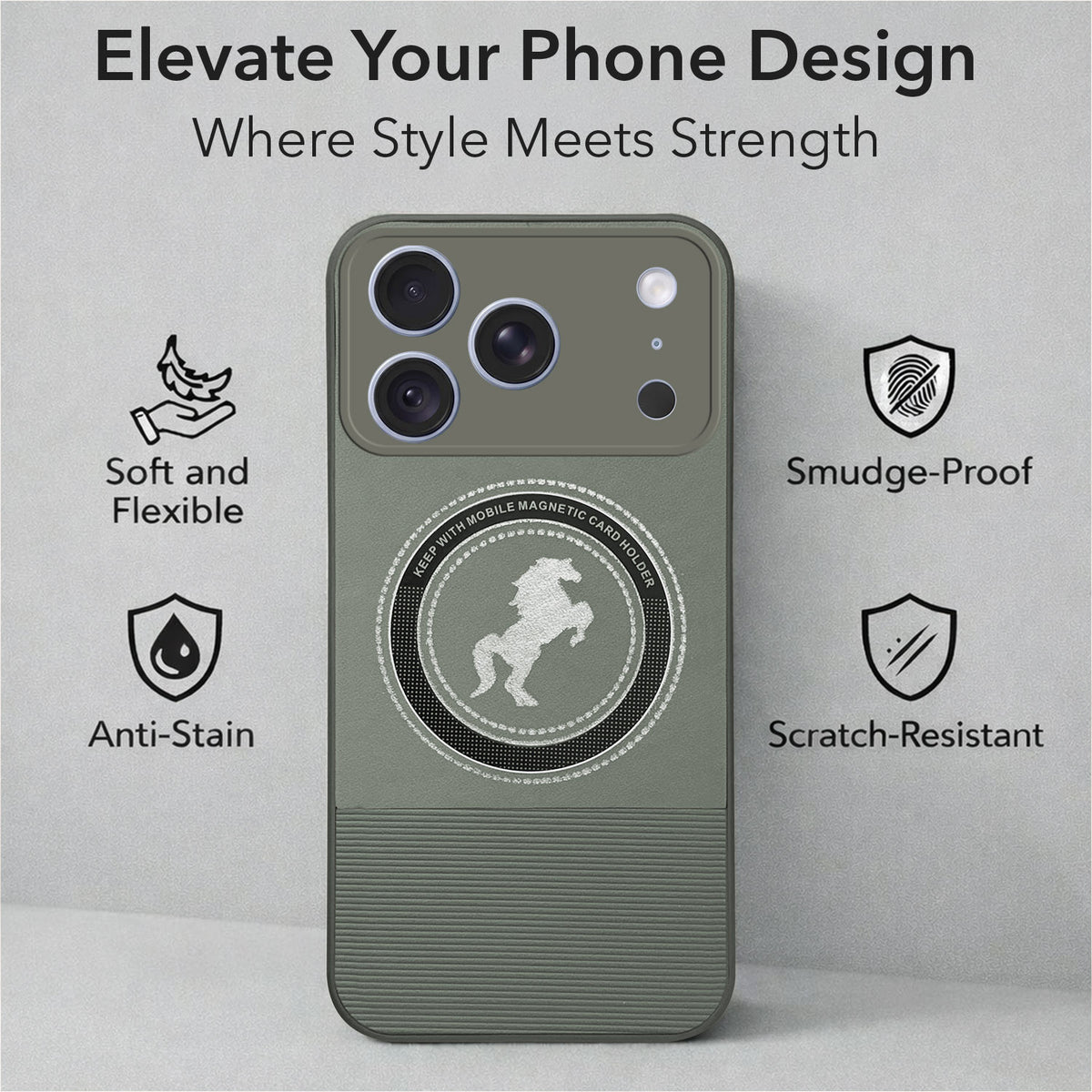 For Apple iPhone 18 Pro Back Cover Case PU Leather Finish (Professional Minimalist Texture | MagSafe Compatile | Camera Protection | Sleek Sober Formal)