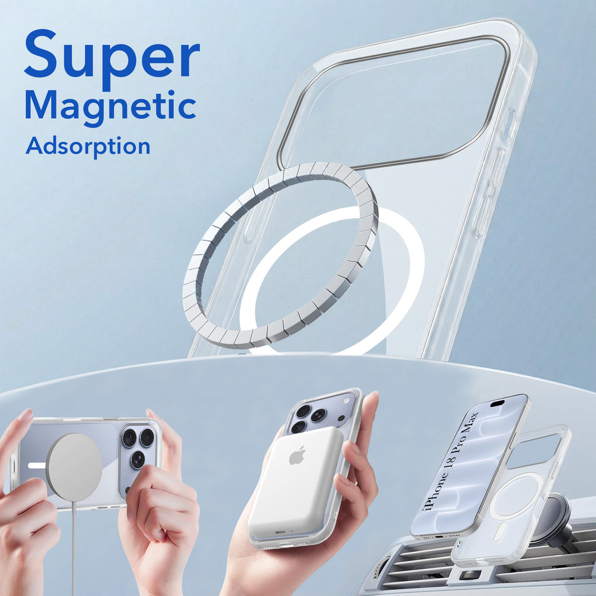 For Apple iPhone 18 Pro Max Back Cover Case Lifetime Anti-Yellow MagSafe Compatible Clear (Sleek Hard Crystal | Shockproof and Camera Protection)