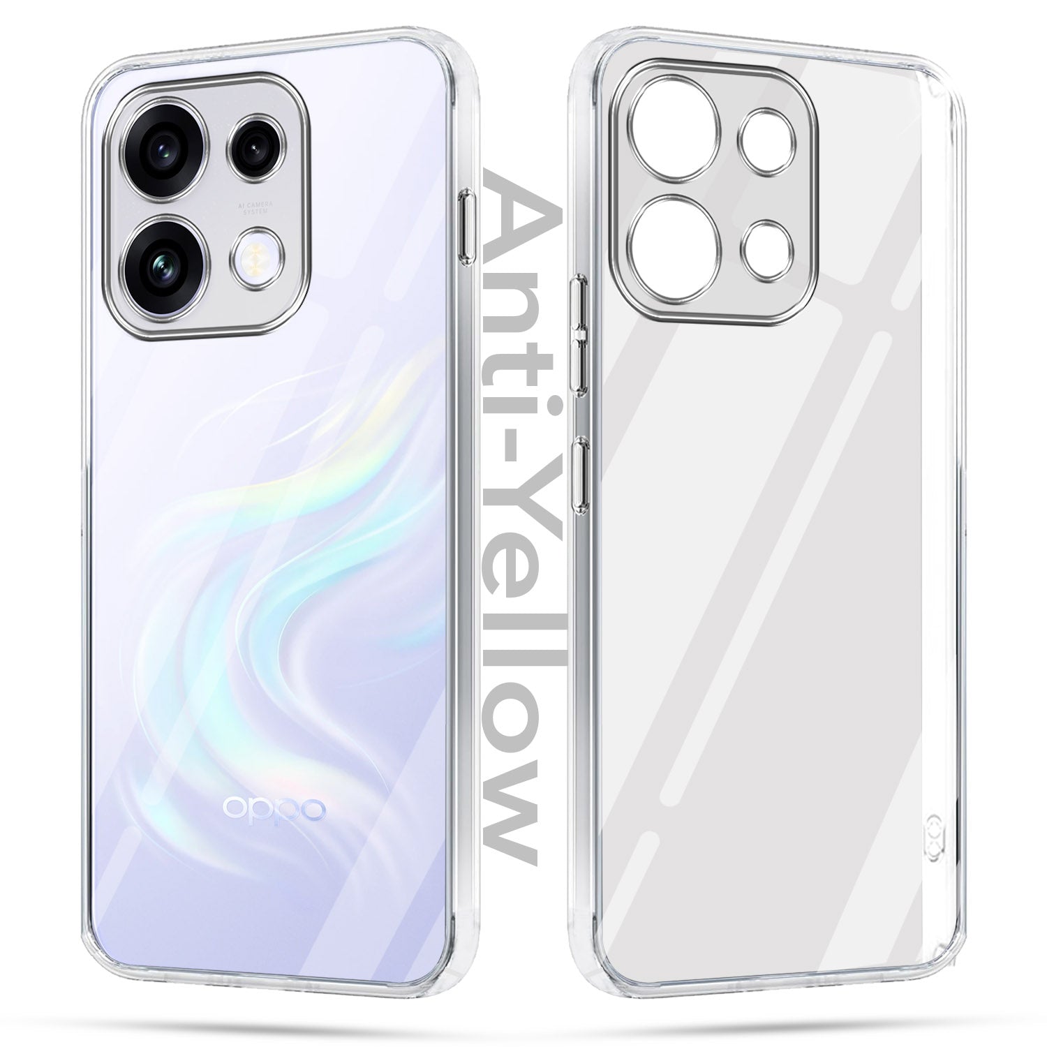 For Oppo Reno 16C 5G Combo with Back Cover and 9H Tempered Glass (Lifetime Anti-Yellow | Sleek Hard Crystal | Oleophobic Coating Screen Glass)