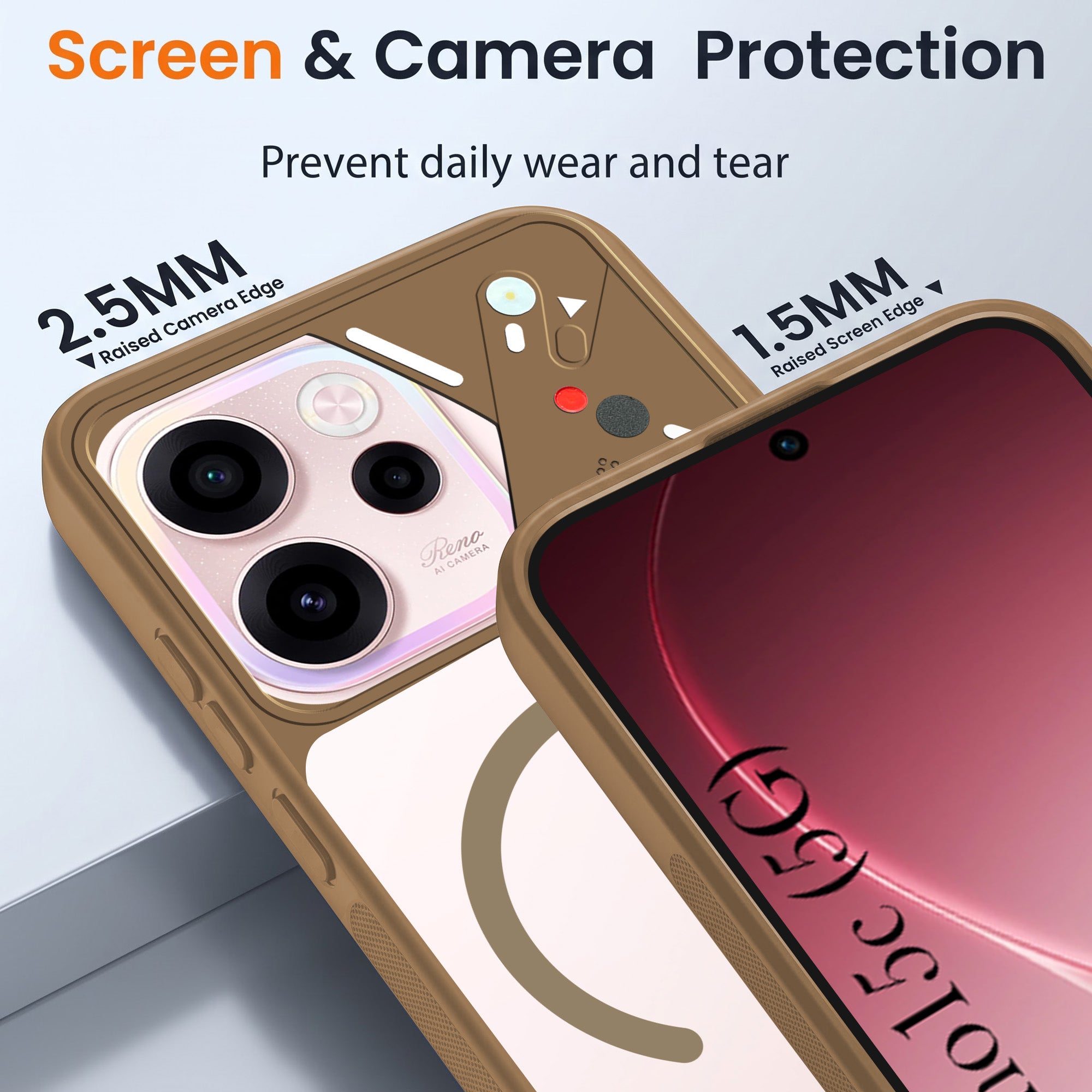 For Oppo Reno 15c Back Cover Case Lifetime Anti-Yellow Clear (Camera Protection | Side Grip | Wireless MagSafe Compatible)
