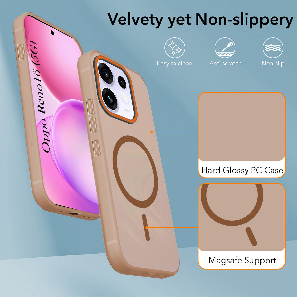 For Oppo Reno 16 Back Cover Case (Soft Touch | Camera Bump Protection | MagSafe Compatible | Matte Finish)