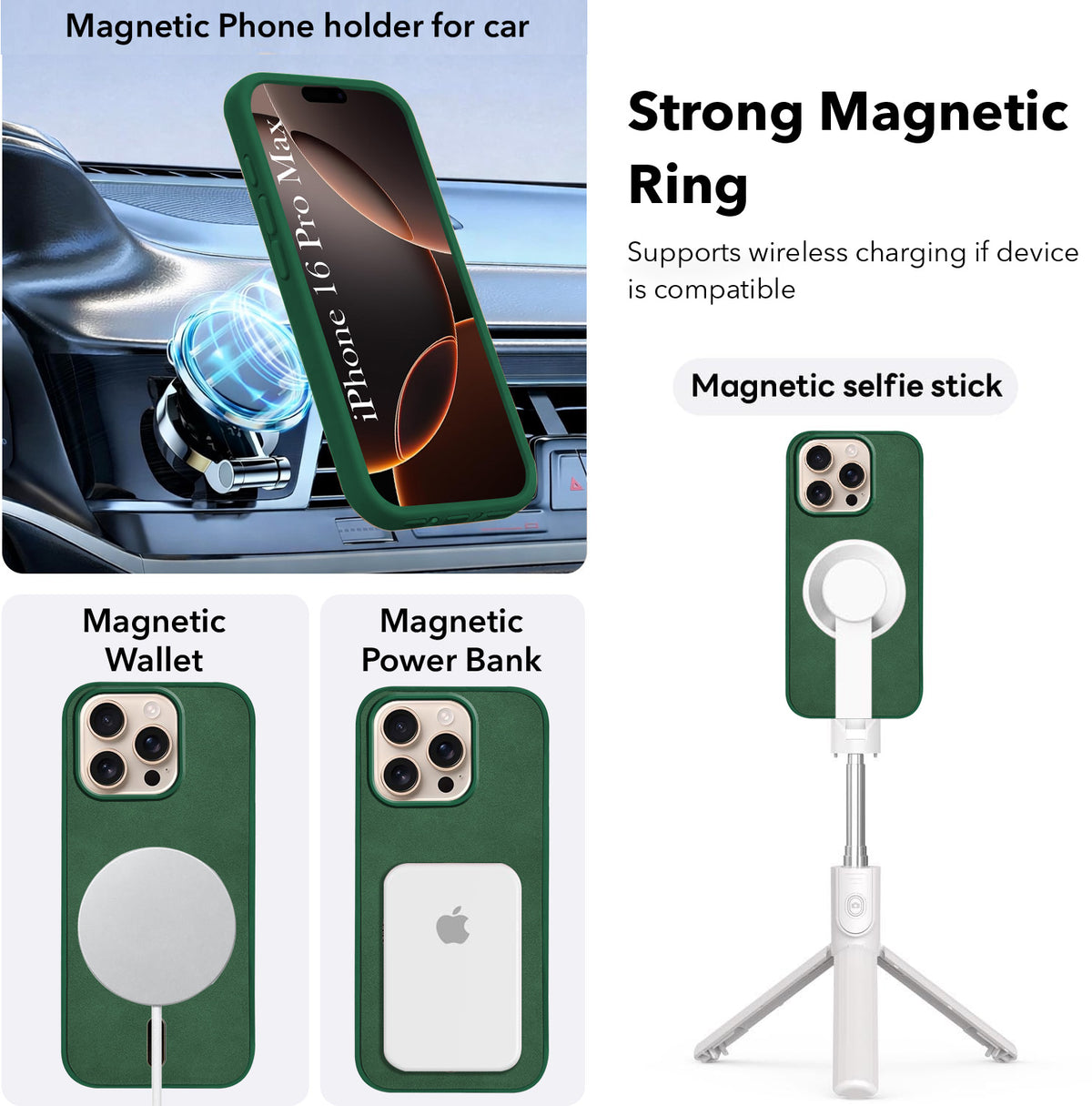 For Apple iPhone 16 Pro Max Back Cover Case (Sleek Leather Finish | MagSafe Compatible Wireless Charging | Camera Bump Protection)