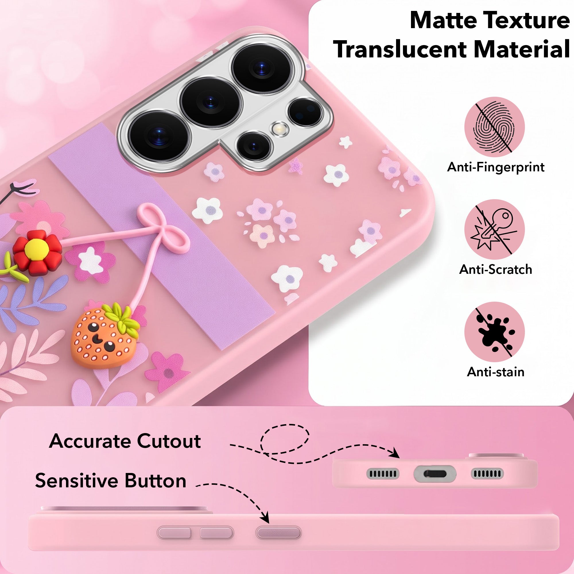 For Samsung Galaxy S26 Ultra Back Cover Case (3D Cute Cartoons | Hard Back Side Soft | Matte Premium Finish | HD Printing)