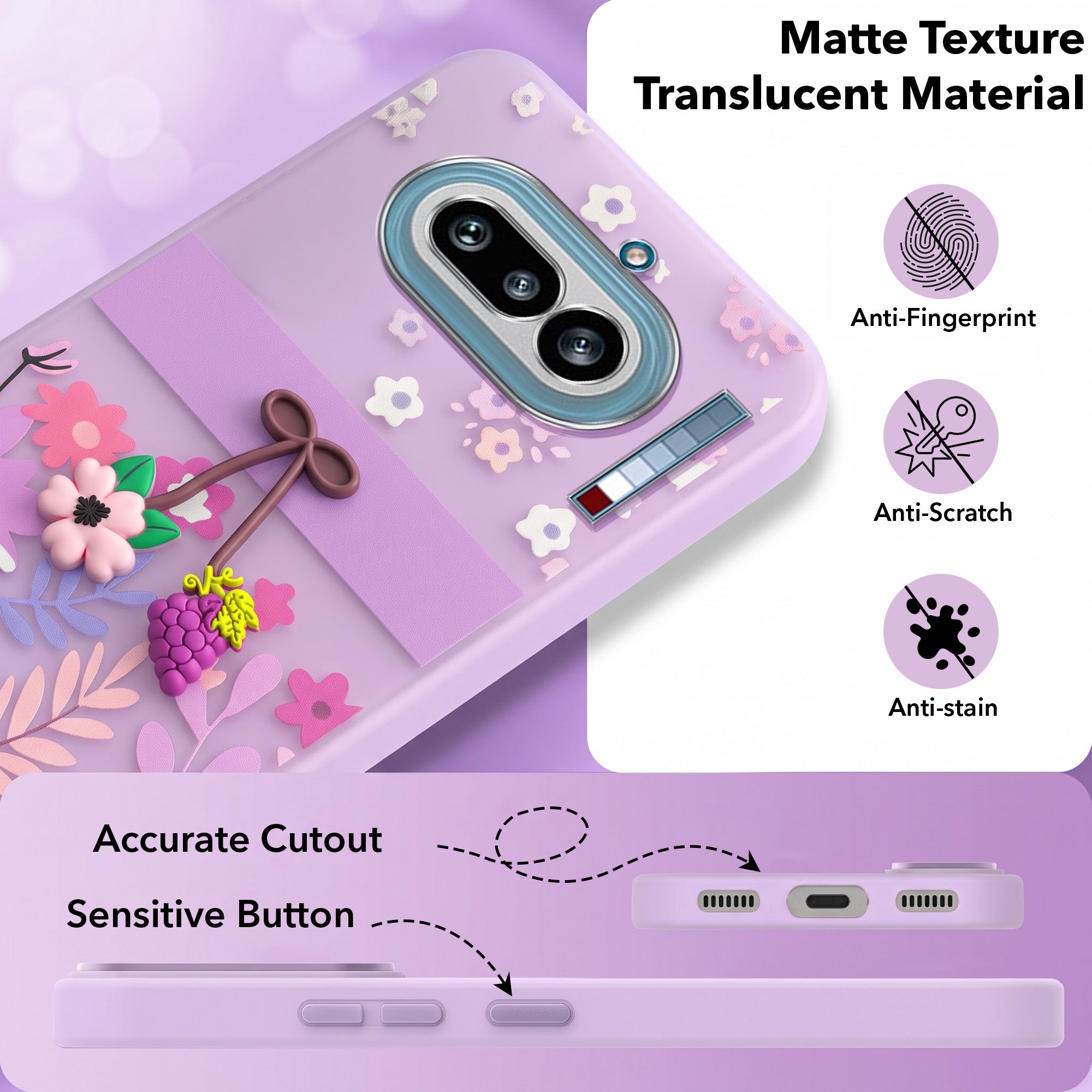 For Nothing Phone 4A 5G Back Cover Case (3D Cute Cartoons | Hard Back Side Soft | Matte Premium Finish | HD Printing)