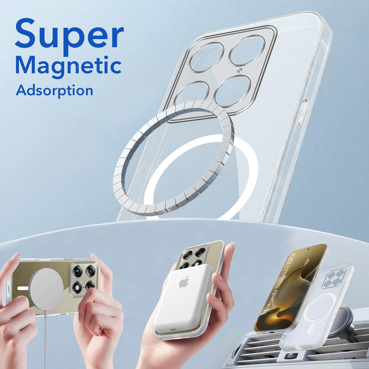 For Motorola Moto Signature 5G Back Cover Case Lifetime Anti-Yellow MagSafe Compatible Clear (Sleek Hard Crystal | Shockproof and Camera Protection)