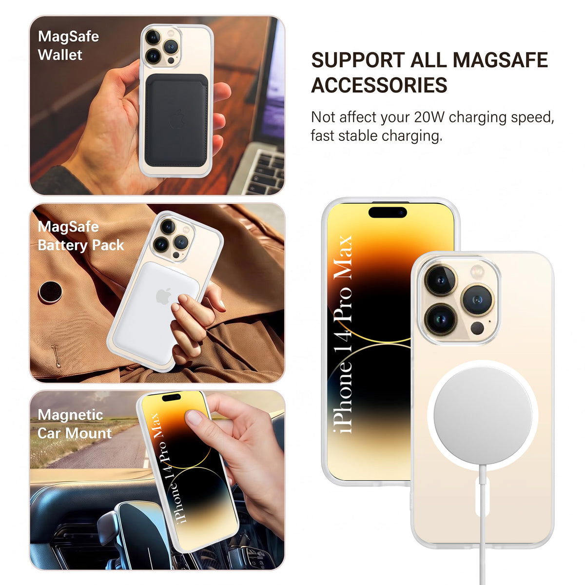 For Apple iPhone 14 Pro Max Matte Finish Back Case Cover (MagSafe Compatible | Translucent Soft Touch | Slim and Unbreakable)