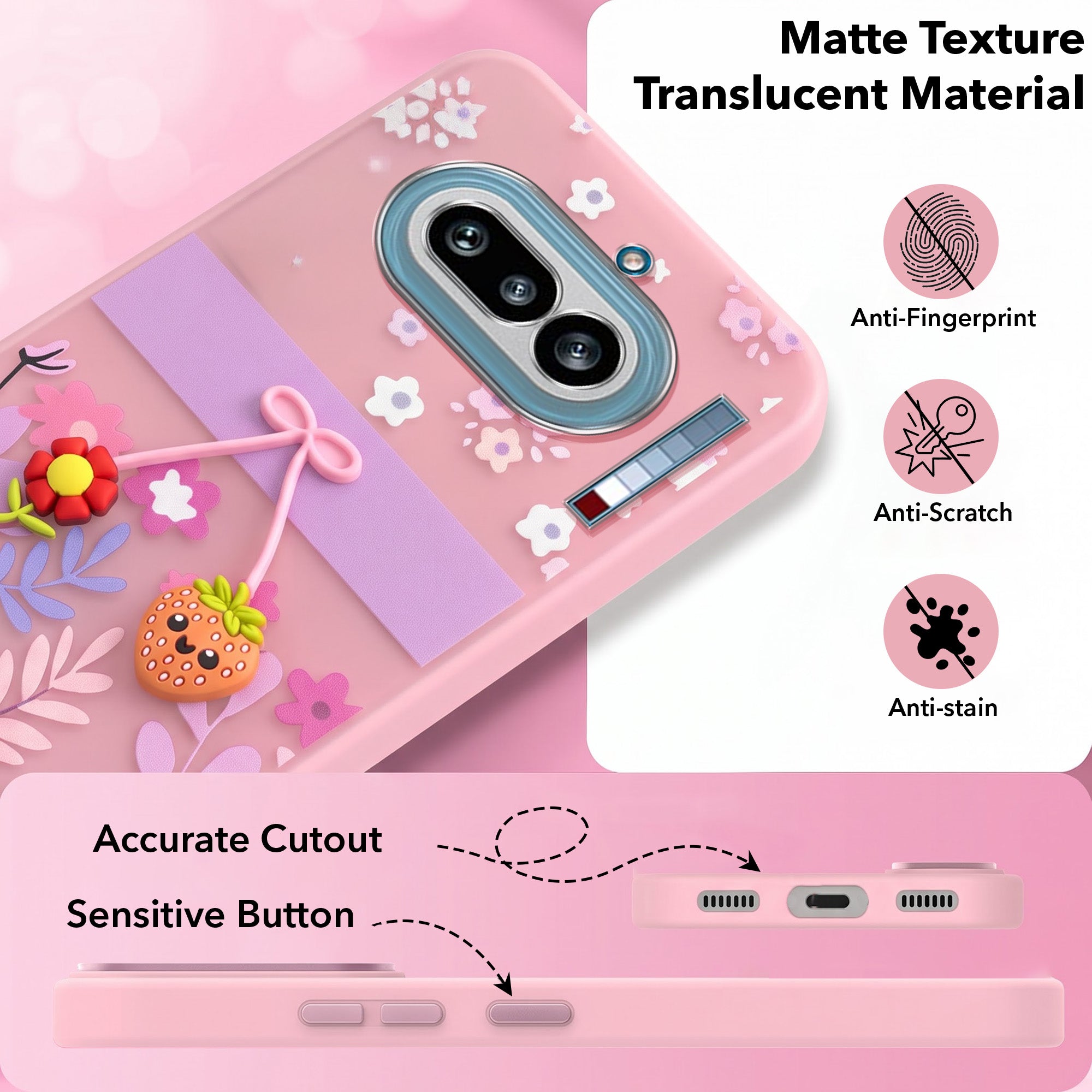 For Nothing Phone 4A 5G Back Cover Case (3D Cute Cartoons | Hard Back Side Soft | Matte Premium Finish | HD Printing)