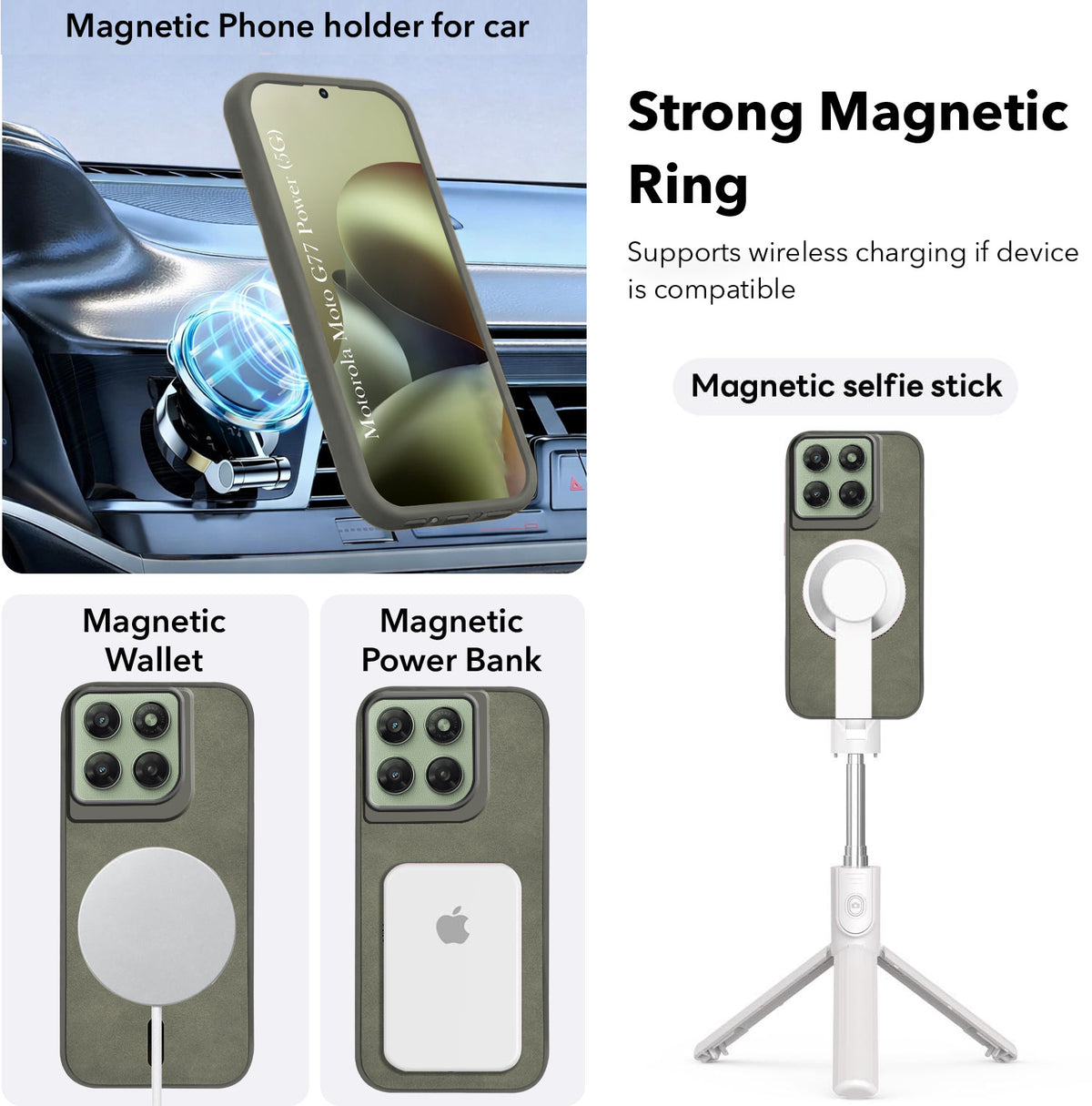 For Motorola Moto G77 Power Back Cover Case Leather Finish (MagSafe Compatible Wireless Charging | Soft Touch | Camera Bump Protection)