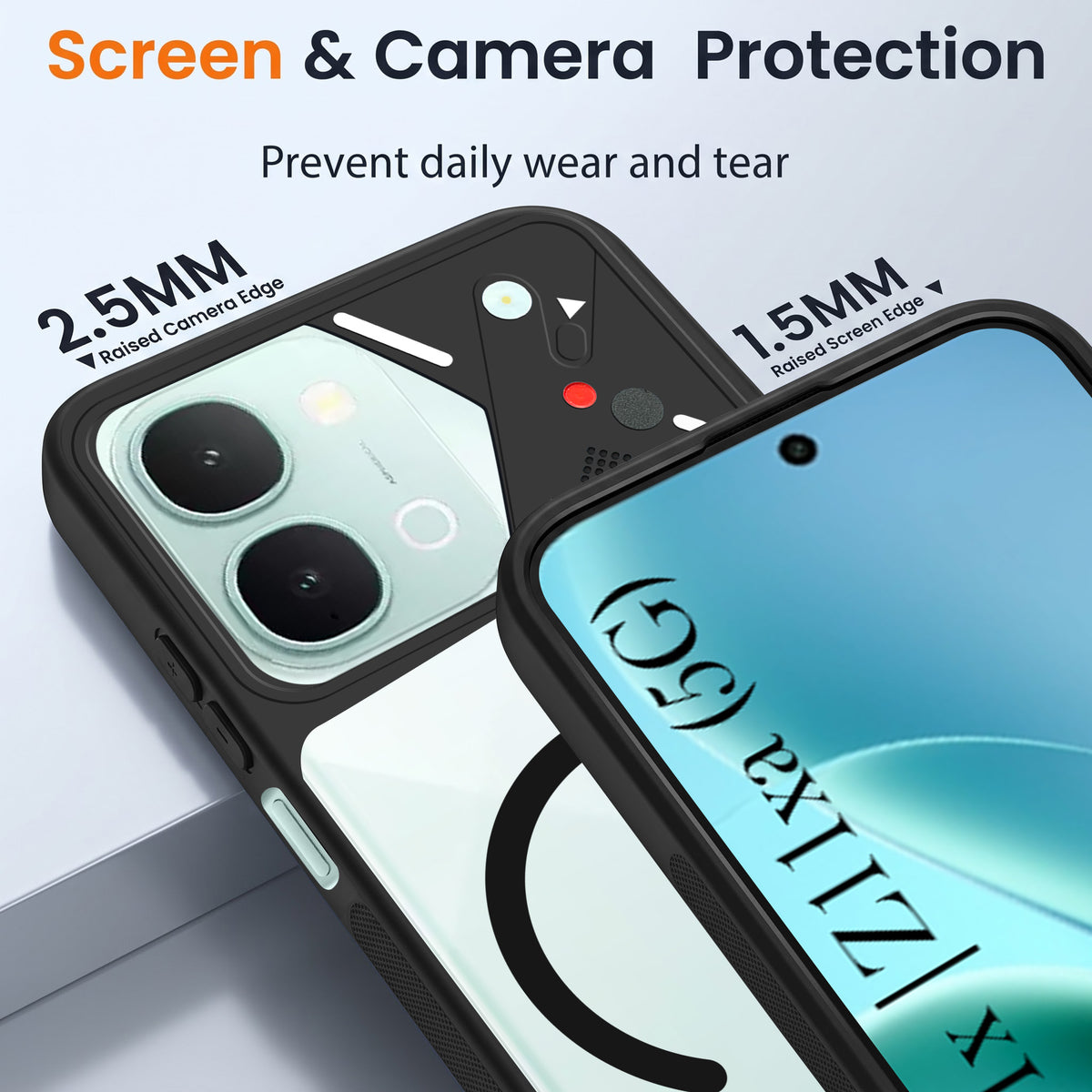 For iQOO Z11x | iQOO Z11xa Back Cover Case Lifetime Anti-Yellow Clear (Camera Protection | Side Grip | Wireless MagSafe Compatible)