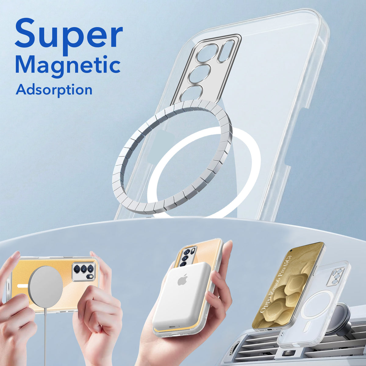 For Oppo Reno6 Pro 5G | Reno 6 Pro 5G Back Cover Case Lifetime Anti-Yellow MagSafe Compatible Clear (Sleek Hard Crystal | Shockproof and Camera Protection)