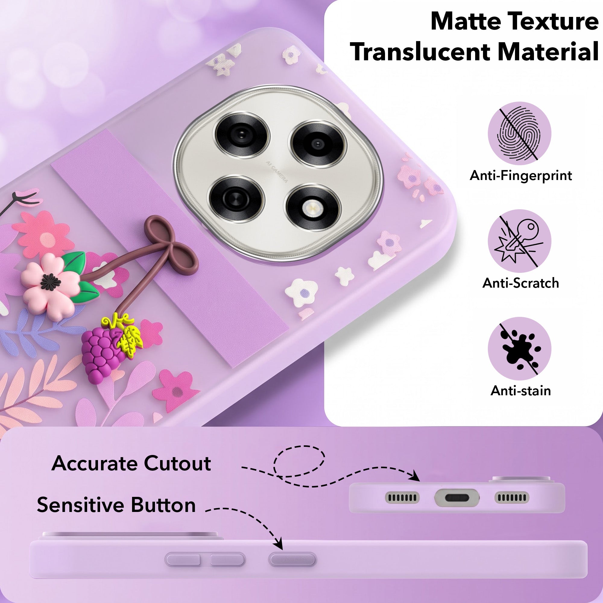 For Oppo F31 Pro Back Cover Case (3D Cute Cartoons | Hard Back Side Soft | Matte Premium Finish | HD Printing)