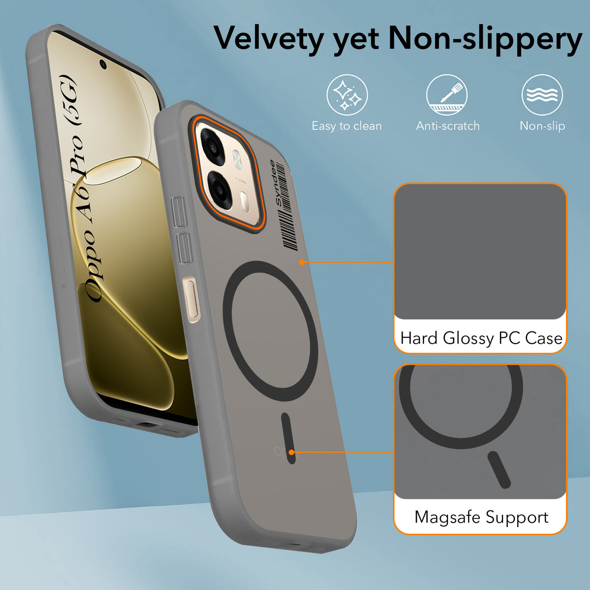 For Oppo A6 Pro Back Cover Case (Soft Touch | Camera Bump Protection | MagSafe Compatible | Matte Finish)
