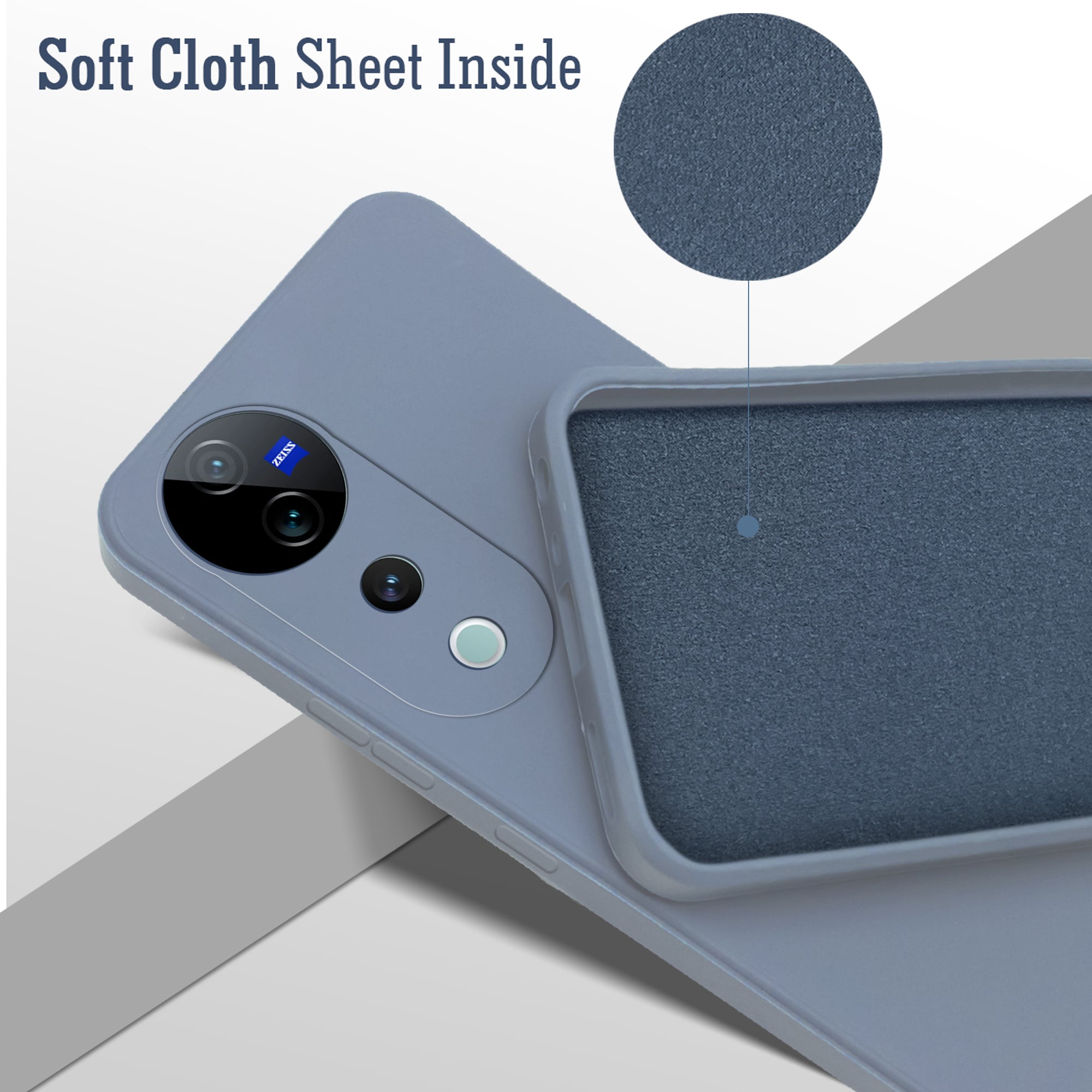 For Vivo V40 | Vivo V40 Pro Back Cover Case ( Matte Finish Silicone with Inside Fiber cloth)