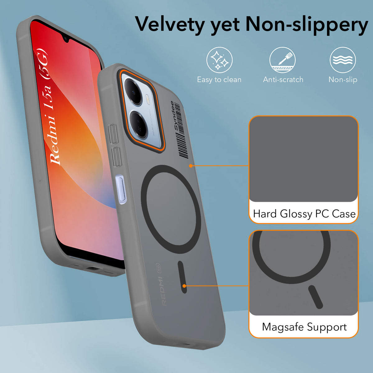 For Redmi 15A 5G Back Cover Case (Soft Touch | Camera Bump Protection | MagSafe Compatible | Matte Finish)