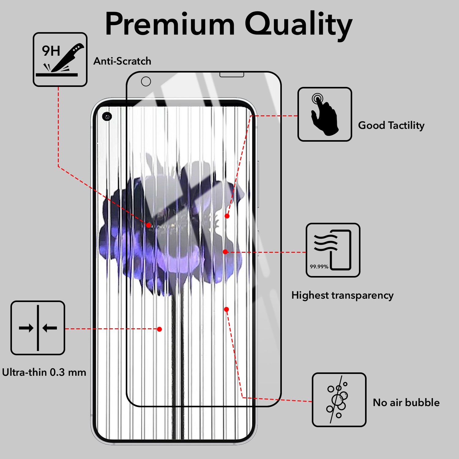 (Pack of 2) Tempered Glass For Nothing Phone 1 Military-Grade Gorilla Tempered Glass Screen Protector With Installation Kit | Shatterproof, Full Coverage, HD Clear, Scratch Resistant