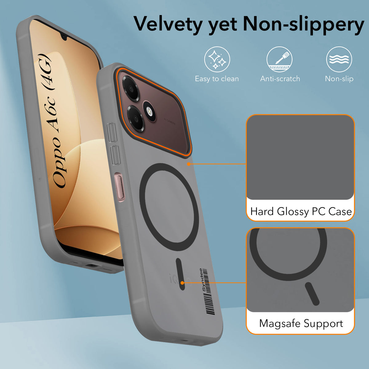 For Oppo A6c 4G Back Cover Case (Soft Touch | Camera Bump Protection | MagSafe Compatible | Matte Finish)