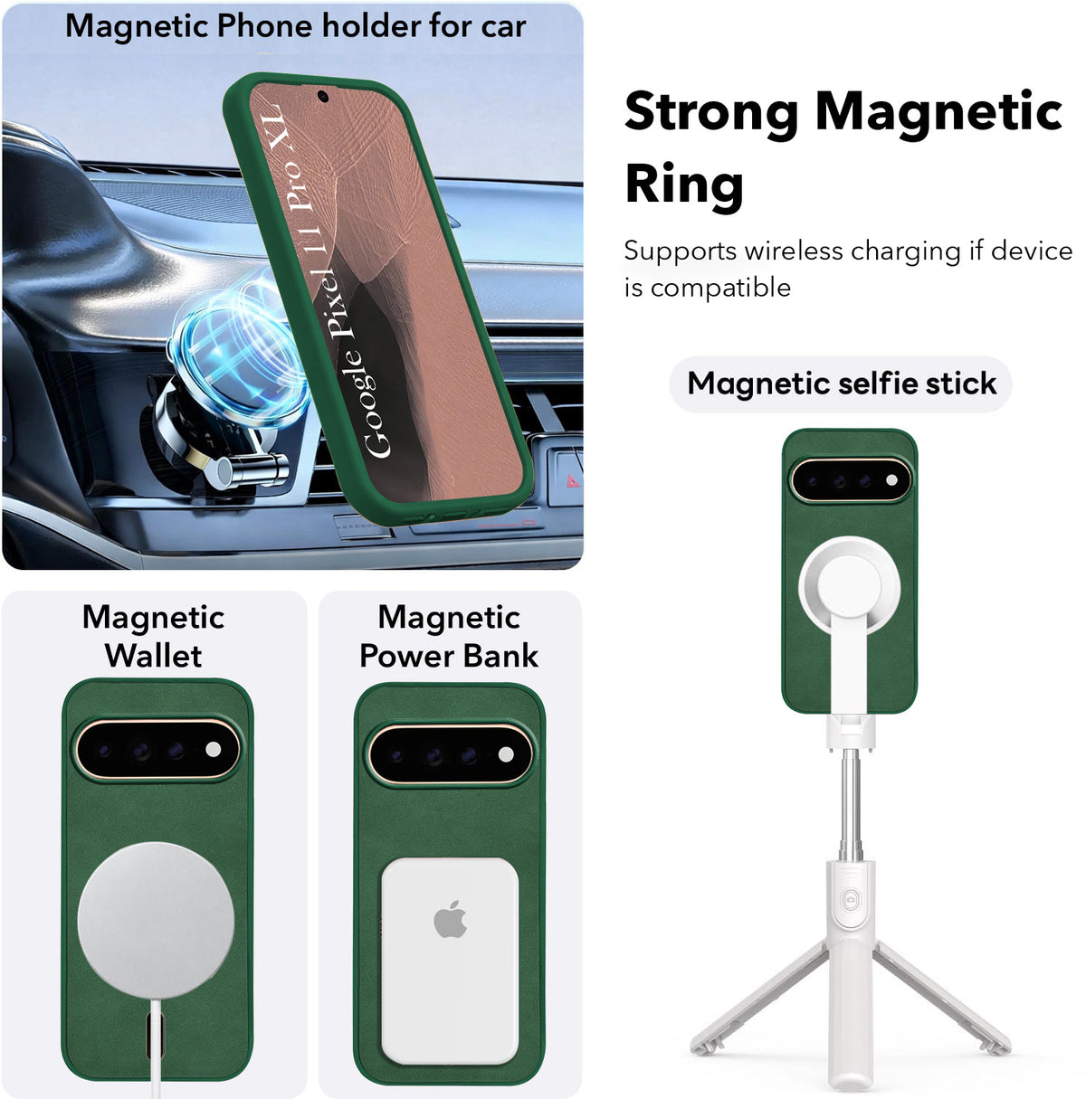 For Google Pixel 11 Pro XL Back Cover Case Leather Finish (MagSafe Compatible Wireless Charging | Soft Touch | Camera Bump Protection)