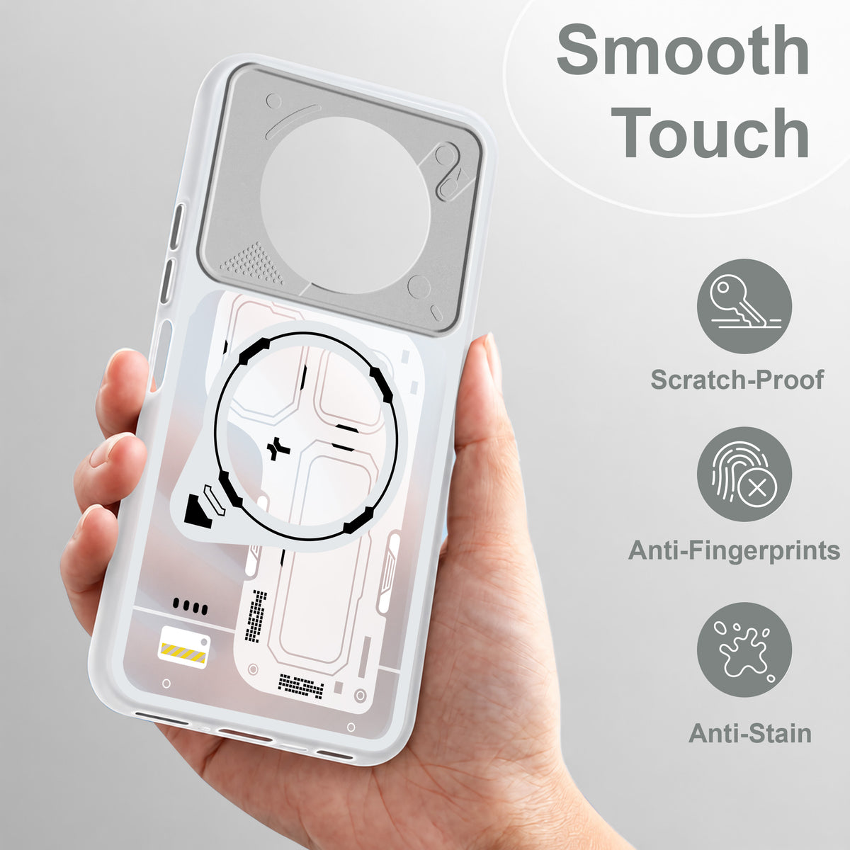 For Realme Narzo N65 5G Metallic Back Cover Case (Metallic Camera Protection & Buttons | Translucent Milky Shade | Hard Polycarbonate)