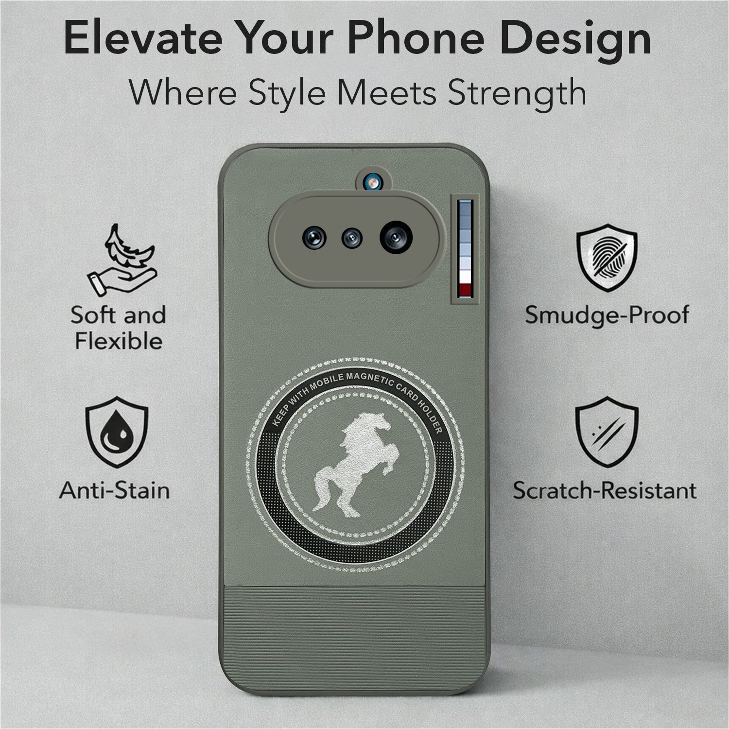 For Nothing Phone 4A 5G Back Cover Case PU Leather Finish (Professional Minimalist Texture | MagSafe Compatile | Camera Protection | Sleek Sober Formal)