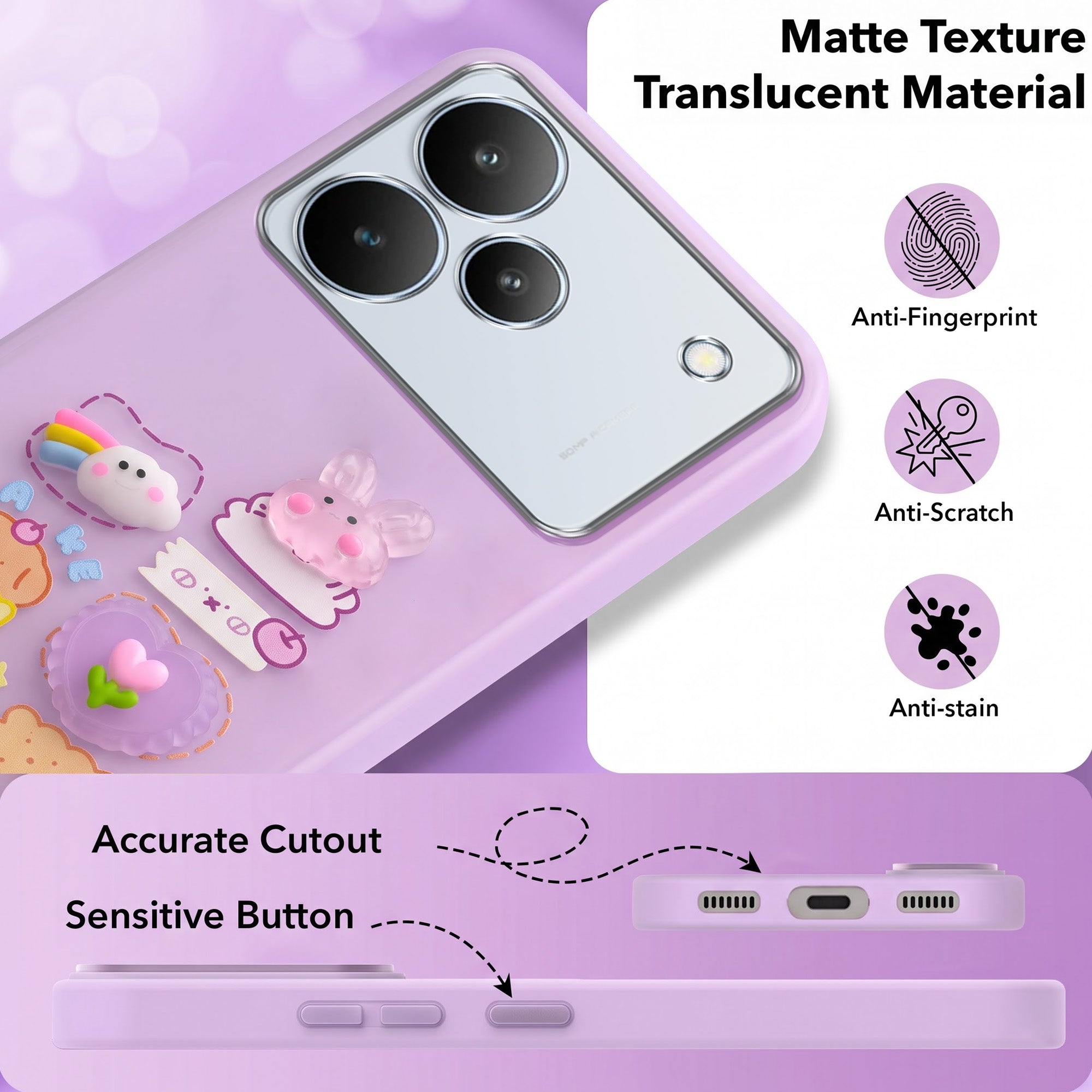 For Realme P4 Back Cover Case (3D Cute Cartoons | Hard Back Side Soft | Matte Premium Finish | HD Printing)