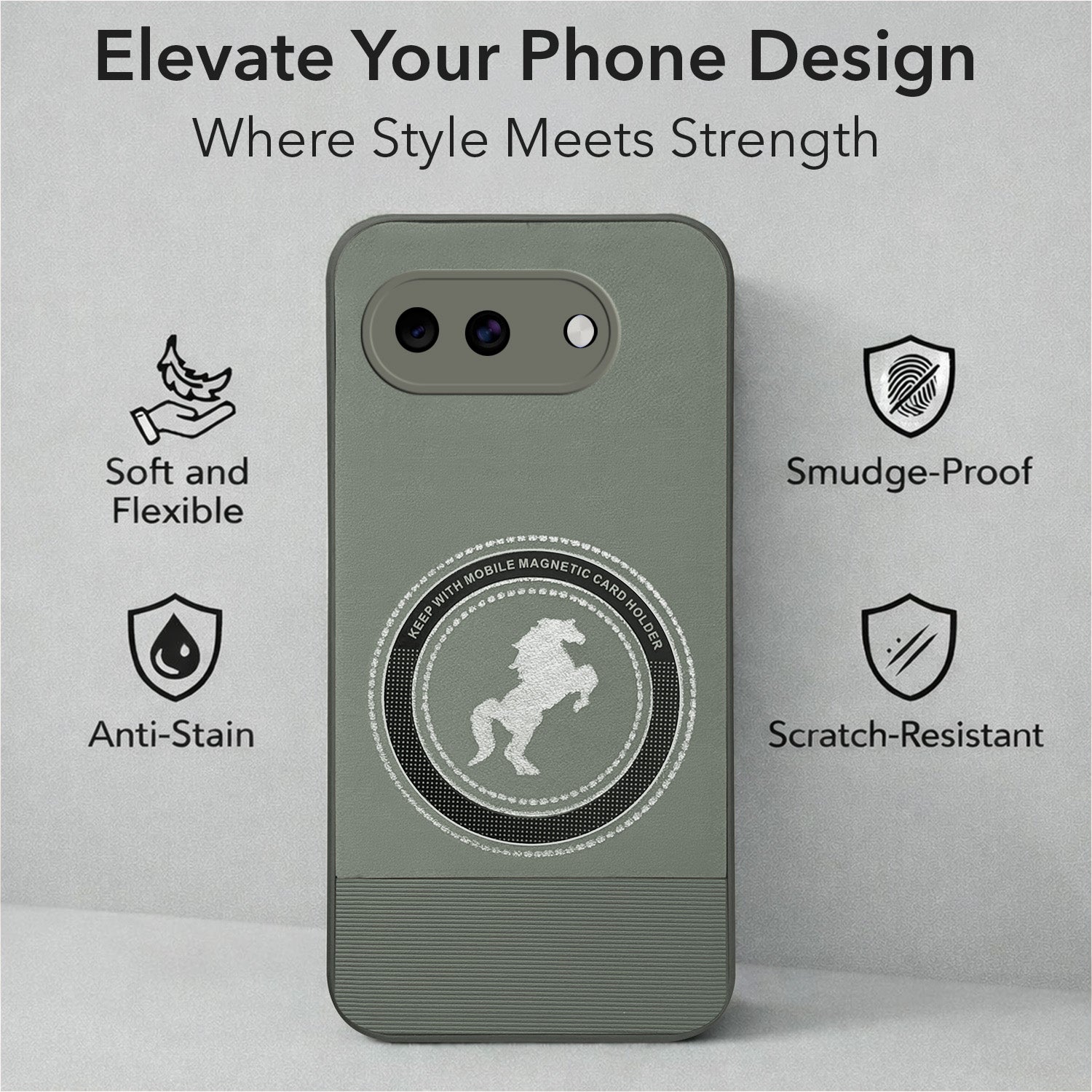 For Google Pixel 10a Back Cover Case PU Leather Finish (Professional Minimalist Texture | MagSafe Compatile | Camera Protection | Sleek Sober Formal)