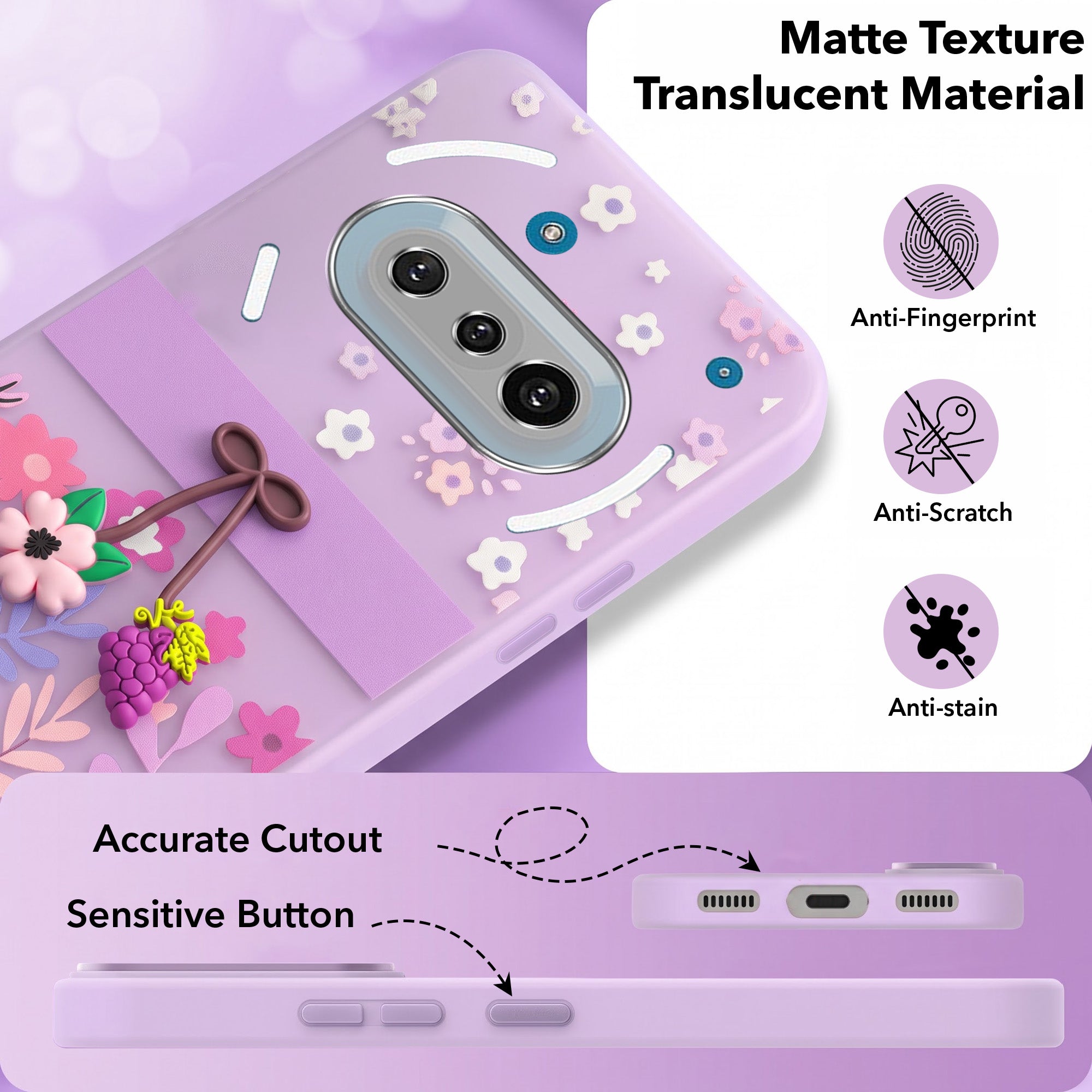 For Nothing Phone 3A 5G Back Cover Case (3D Cute Cartoons | Hard Back Side Soft | Matte Premium Finish | HD Printing)