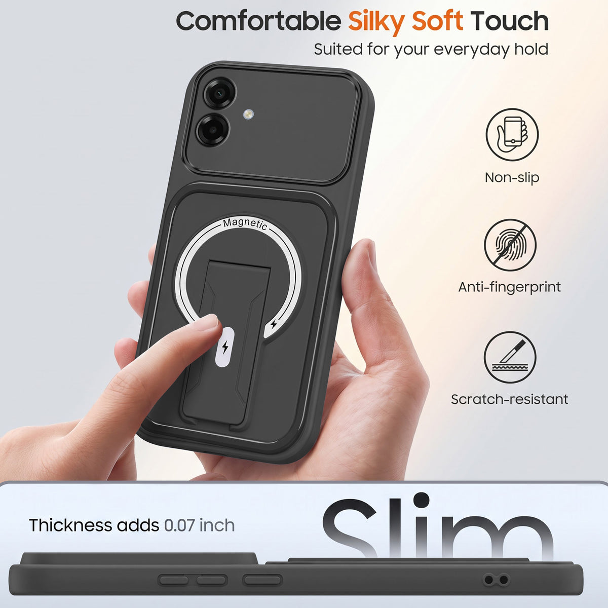 For Samsung Galaxy A07 5G | F70e 5G Back Case Cover Metallic (Hybrid Armor Kickstand | MagSafe Compatible | Camera Protection Shockproof)