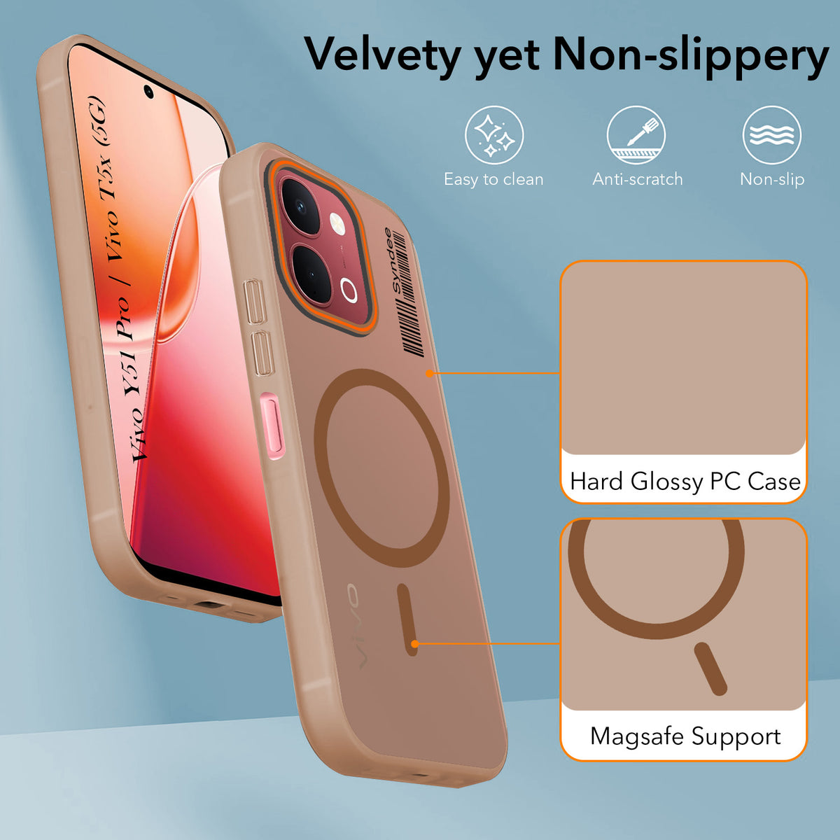 For Vivo Y51 Pro 5G | Vivo T5x Back Cover Case (Soft Touch | Camera Bump Protection | MagSafe Compatible | Matte Finish)
