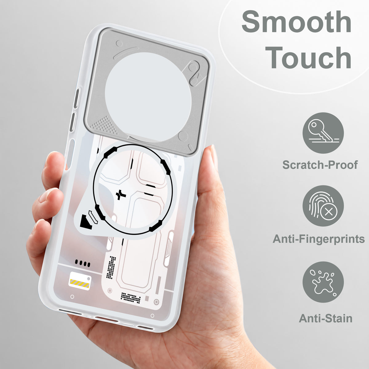 For Poco C75 | Poco M7 Metallic Back Cover Case (Metallic Camera Protection & Buttons | Translucent Milky Shade | Hard Polycarbonate)