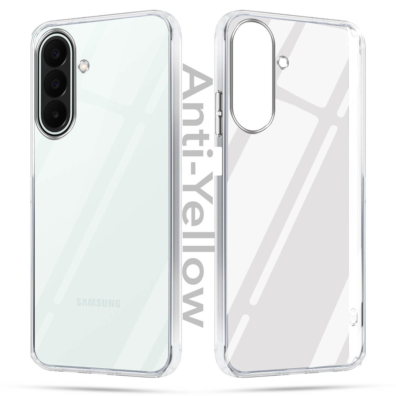 For Samsung A27 5G | Samsung M47 5G Combo with Back Cover and 9H Tempered Glass (Lifetime Anti-Yellow | Sleek Hard Crystal | Oleophobic Coating Screen Glass)