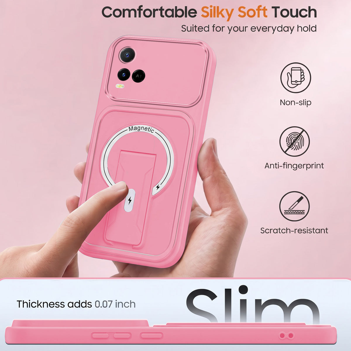 For Vivo Y21 2021 Back Case Cover Metallic (Hybrid Armor Kickstand | MagSafe Compatible | Camera Protection Shockproof)