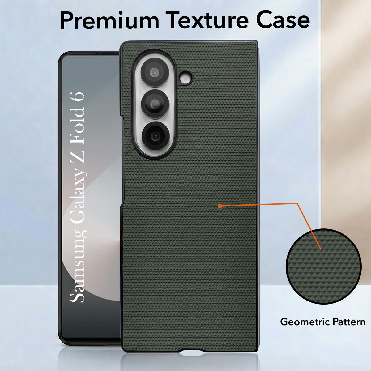 For Samsung Galaxy Z Fold 6 5G Premium Cover Case (Geometric Textured Hard PC | Soft Cloth Lining & Slim Shockproof Protection)