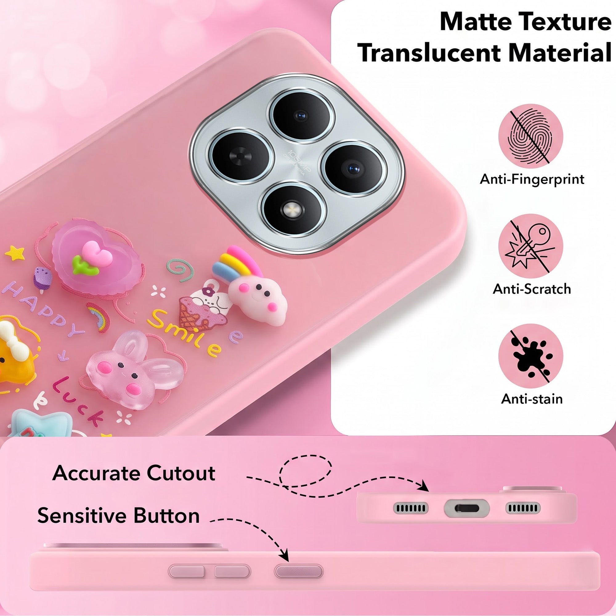 For Poco M8 5G Back Cover Case (Cute 3D cartoon charms design | Slim Aesthetic Case for Girls | Camera Protection | Hard Unbreakable)