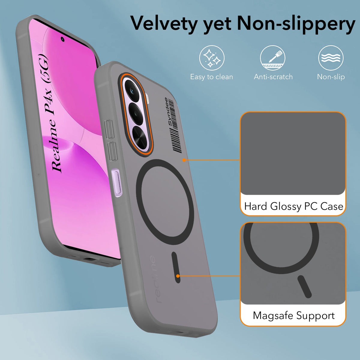 For Realme P4x Back Cover Case (Soft Touch | Camera Bump Protection | MagSafe Compatible | Matte Finish)