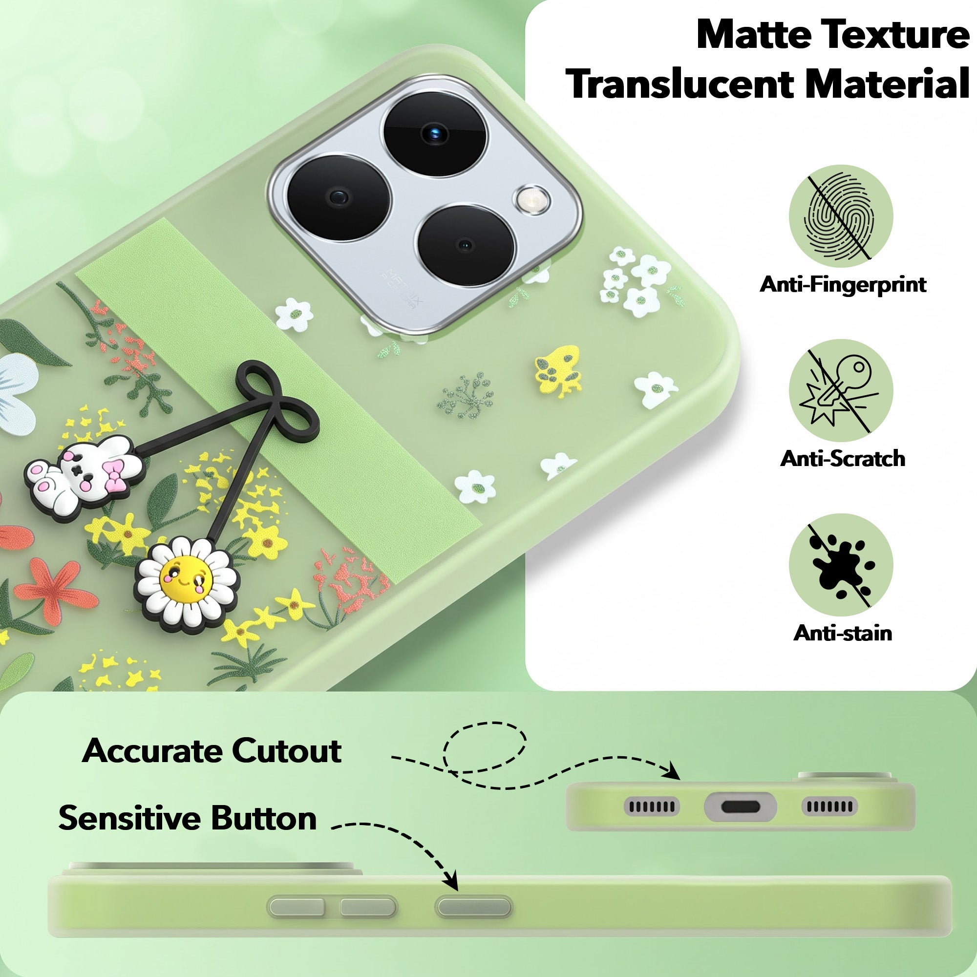 For Realme 15T | Realme Narzo 90 Back Cover Case (3D Cute Cartoons | Hard Back Side Soft | Matte Premium Finish | HD Printing)
